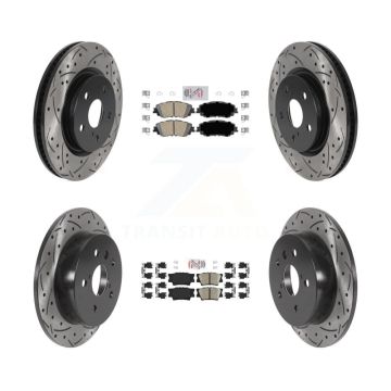 Front Rear Ceramic Pads And Coated Drilled Slotted Disc Brake Rotors Kit For Toyota Camry KDA-101301