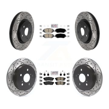 Front Rear Ceramic Pad & Drilled Slot Brake Rotor Kit For Toyota RAV4 Camry Corolla Cross KDA-101306