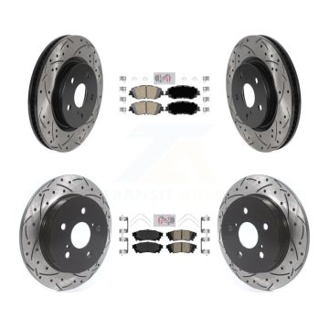 Front Rear Ceramic Pad & Drilled Slot Brake Rotor Kit For Toyota RAV4 Camry Corolla Cross KDA-101307