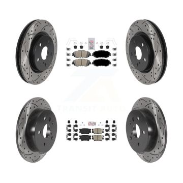 Front Rear Ceramic Pads And Coated Drilled Slotted Disc Brake Rotors Kit For Toyota Camry KDA-101308