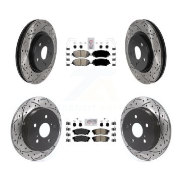 Front Rear Ceramic Pad & Drilled Slot Brake Rotor Kit For Toyota RAV4 Camry Corolla Cross KDA-101314