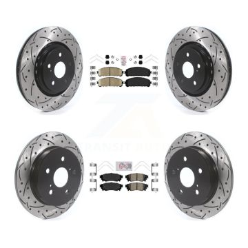 Front Rear Ceramic Pad Coated Drill Slot Disc Brake Rotor Kit For Toyota Camry Avalon TRD KDA-101325