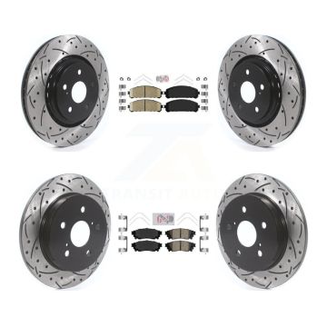 Front Rear Ceramic Pad Coated Drill Slot Disc Brake Rotor Kit For Toyota Camry Avalon TRD KDA-101327