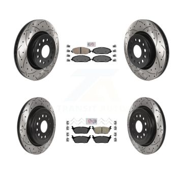 Front Rear Ceramic Pads And Coated Drilled Slotted Disc Brake Rotors Kit For Ram 1500 KDA-101337