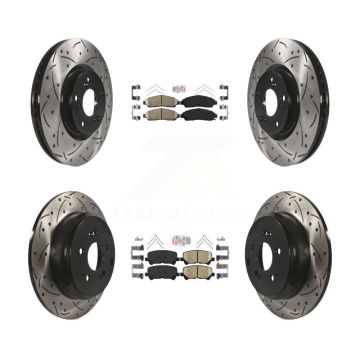 Front Rear Ceramic Pad Coat Drill Slot Disc Brake Rotor Kit For Honda Pilot Acura MDX ZDX KDA-101340