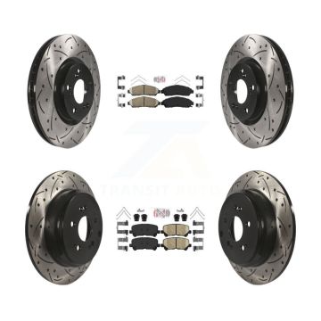 Front Rear Ceramic Pad Coat Drill Slot Disc Brake Rotor Kit For Honda Pilot Acura MDX ZDX KDA-101341