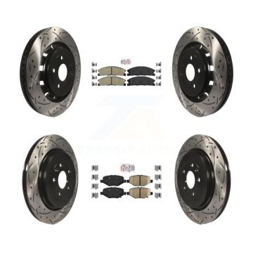 Front Rear Ceramic Pad Drilled Slot Brake Rotors Kit For Ford Explorer Flex Taurus Police KDA-101342