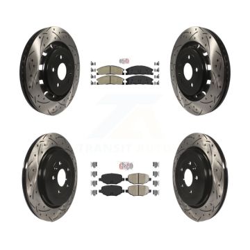 Front Rear Ceramic Pad Drilled Slot Brake Rotors Kit For Ford Explorer Police Interceptor KDA-101344