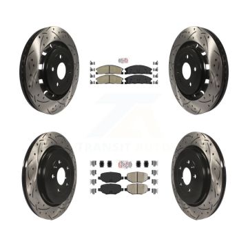 Front Rear Ceramic Pad Drilled Slot Brake Rotors Kit For Ford Explorer Police Interceptor KDA-101348