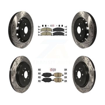 Front Rear Ceramic Pad Drilled Slot Brake Rotors Kit For Ford Explorer Flex Taurus Police KDA-101354