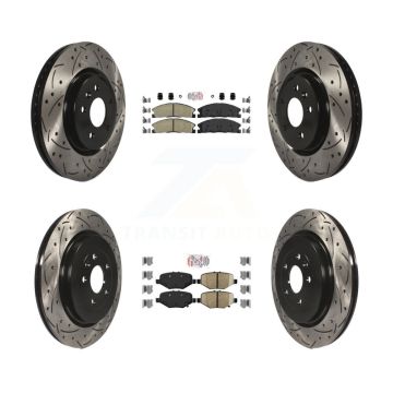 Front Rear Ceramic Pad Coat Drill Slot Disc Brake Rotors Kit For 2013 Ford Explorer Sport KDA-101355