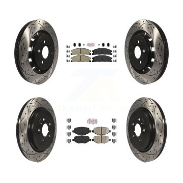 Front Rear Ceramic Pad Drilled Slot Brake Rotors Kit For Ford Explorer Police Interceptor KDA-101356