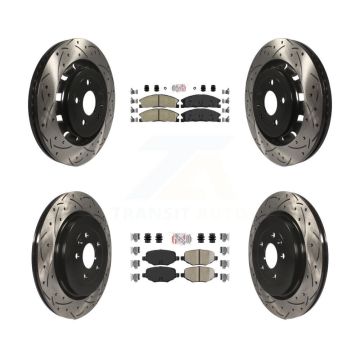 Front Rear Ceramic Pad Drilled Slot Brake Rotors Kit For Ford Explorer Police Interceptor KDA-101360