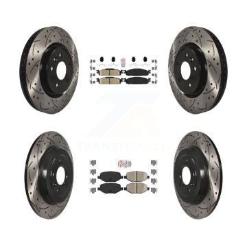 Front Rear Ceramic Pad Drilled Slot Brake Rotor Kit For Ford Explorer Flex Taurus Lincoln KDA-101375
