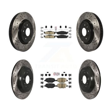 Front Ceramic Rear Semi-Metallic Pad Drilled Slot Disc Brake Rotors Kit For Ford Explorer KDA-101376