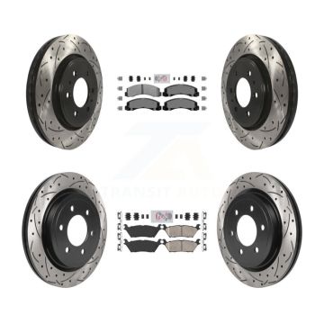 Front Semi-Metallic Rear Ceramic Pad Drill Slot Brake Rotor Kit For Ford F-150 Expedition KDA-101392