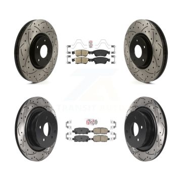 Front Rear Ceramic Pad Coated Drilled Slot Disc Brake Rotors Kit For INFINITI G37 G35 Q60 KDA-101397