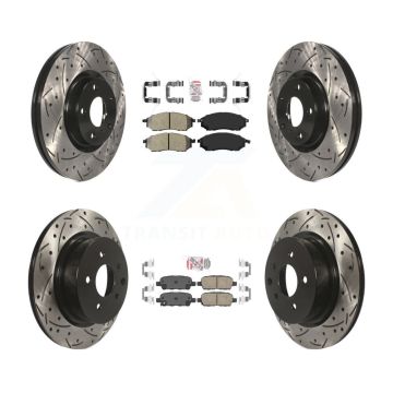 Front Semi-Metallic Rear Ceramic Pad Drill Slot Brake Rotor Kit For INFINITI EX35 M35 M45 KDA-101401