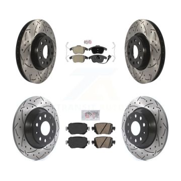 Front Semi-Metallic Rear Ceramic Pad Drill Slot Disc Brake Rotors Kit For Audi Q3 Quattro KDA-101407