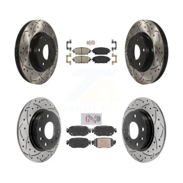 Front Rear Ceramic Pad Coat Drill Slot Disc Brake Rotors Kit For 2019-2022 Mazda CX-3 AWD KDA-101414