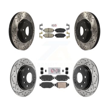 Front Rear Ceramic Pad Coat Drill Slot Disc Brake Rotors Kit For 2019-2022 Mazda CX-3 AWD KDA-101415