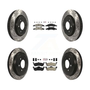 Front Rear Semi-Metallic Pad Drill Slot Disc Brake Rotors Kit For Ford Expedition Lincoln KDA-101417