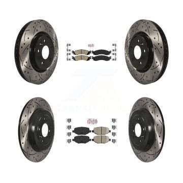Front Rear Ceramic Pad Coat Drill Slot Disc Brake Rotor Kit For 2010-2012 Ford Taurus SHO KDA-101420