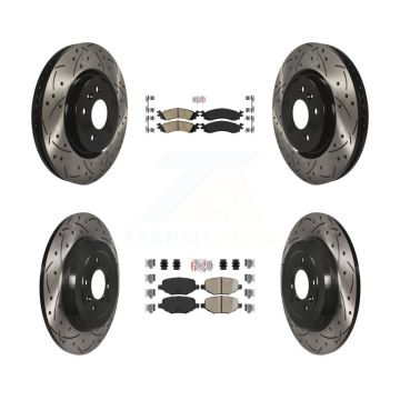 Front Rear Ceramic Pad Coat Drill Slot Disc Brake Rotor Kit For 2010-2012 Ford Taurus SHO KDA-101421