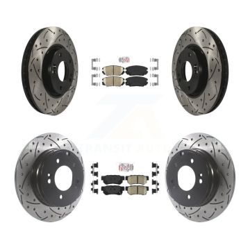 Front Rear Ceramic Pad & Coated Drilled Slot Disc Brake Rotor Kit For Hyundai Sonata 3.3L KDA-101425
