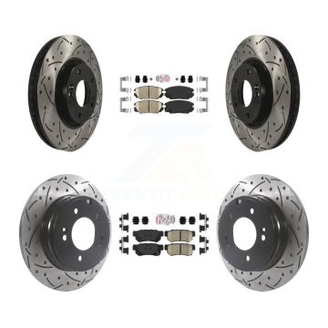 Front Rear Ceramic Pad & Coated Drilled Slot Disc Brake Rotor Kit For Hyundai Sonata 3.3L KDA-101426