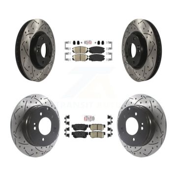 Front Rear Ceramic Pad & Coated Drilled Slot Disc Brake Rotor Kit For Hyundai Sonata 3.3L KDA-101427