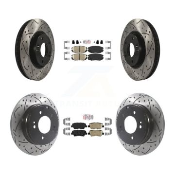 Front Rear Ceramic Pad & Coated Drilled Slot Disc Brake Rotor Kit For Hyundai Sonata 3.3L KDA-101430
