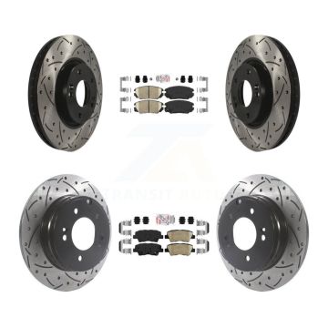 Front Rear Ceramic Pad & Coated Drilled Slot Disc Brake Rotor Kit For Hyundai Sonata 3.3L KDA-101431