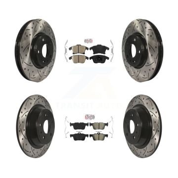 Front Ceramic Rear Semi-Metallic Pad Drilled Slot Brake Rotor Kit For Ford Fusion Lincoln KDA-101432