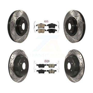 Front Ceramic Rear Semi-Metallic Pad Drilled Slot Brake Rotor Kit For Ford Fusion Lincoln KDA-101434