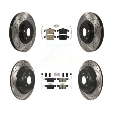 Front Ceramic Rear Semi-Metallic Pad Drilled Slot Brake Rotor Kit For Ford Fusion Lincoln KDA-101435