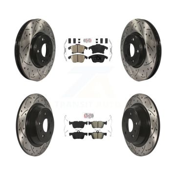 Front Ceramic Rear Semi-Metallic Pad Drilled Slot Brake Rotor Kit For Ford Fusion Lincoln KDA-101436