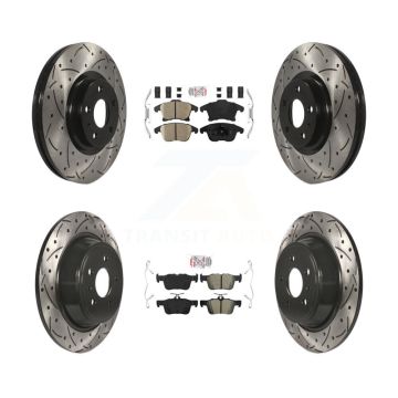 Front Ceramic Rear Semi-Metallic Pad Drilled Slot Brake Rotor Kit For Ford Fusion Lincoln KDA-101438
