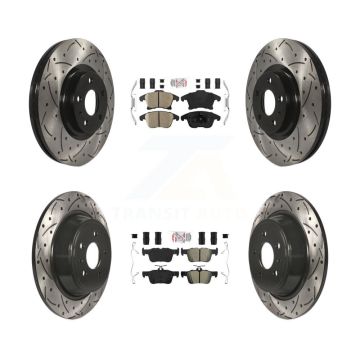Front Ceramic Rear Semi-Metallic Pad Drilled Slot Brake Rotor Kit For Ford Fusion Lincoln KDA-101439