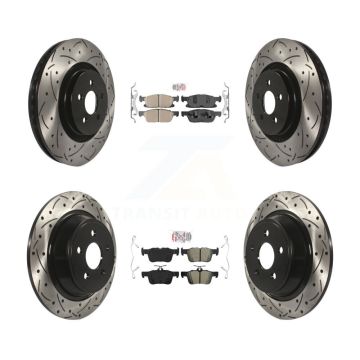 Front Ceramic Rear Semi-Metallic Pad Drilled Slot Brake Rotor Kit For Ford Fusion Lincoln KDA-101444