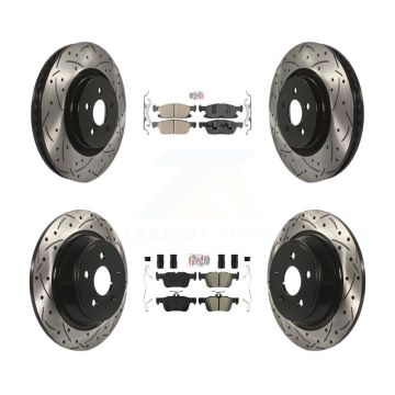 Front Ceramic Rear Semi-Metallic Pad Drilled Slot Brake Rotor Kit For Ford Fusion Lincoln KDA-101445