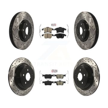 Front Ceramic Rear Semi-Metallic Pad Drill Slot Brake Rotor Kit For Ford Police Responder KDA-101446