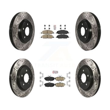 Front Rear Ceramic Pads And Coated Drilled Slotted Disc Brake Rotors Kit For Ford Mustang KDA-101452