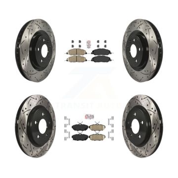 Front Rear Ceramic Pads And Coated Drilled Slotted Disc Brake Rotors Kit For Ford Mustang KDA-101454
