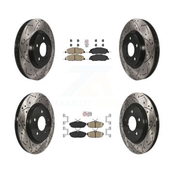 Front Rear Ceramic Pads And Coated Drilled Slotted Disc Brake Rotors Kit For Ford Mustang KDA-101458