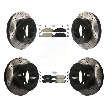 Front Rear Semi-Metallic Pad Drilled Slot Brake Rotor Kit For Ford F-250 Super Duty F-350 KDA-101459