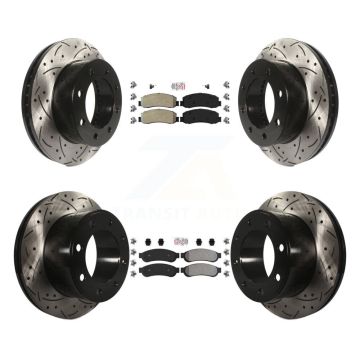 Front Rear Semi-Metallic Pad Drilled Slot Brake Rotor Kit For Ford F-250 Super Duty F-350 KDA-101460