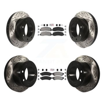Front Rear Semi-Metallic Pad Drilled Slot Brake Rotor Kit For Ford F-250 Super Duty F-350 KDA-101462