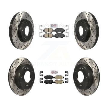 Front Rear Ceramic Pad Drill Slot Brake Rotor Kit For Kia Forte Hyundai Elantra GT Forte5 KDA-101467