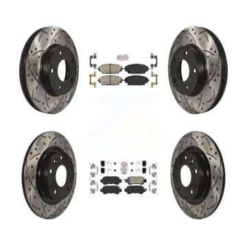 Front Rear Ceramic Pad Coat Drill Slot Disc Brake Rotors Kit For 2016-2018 Mazda CX-3 FWD KDA-101469